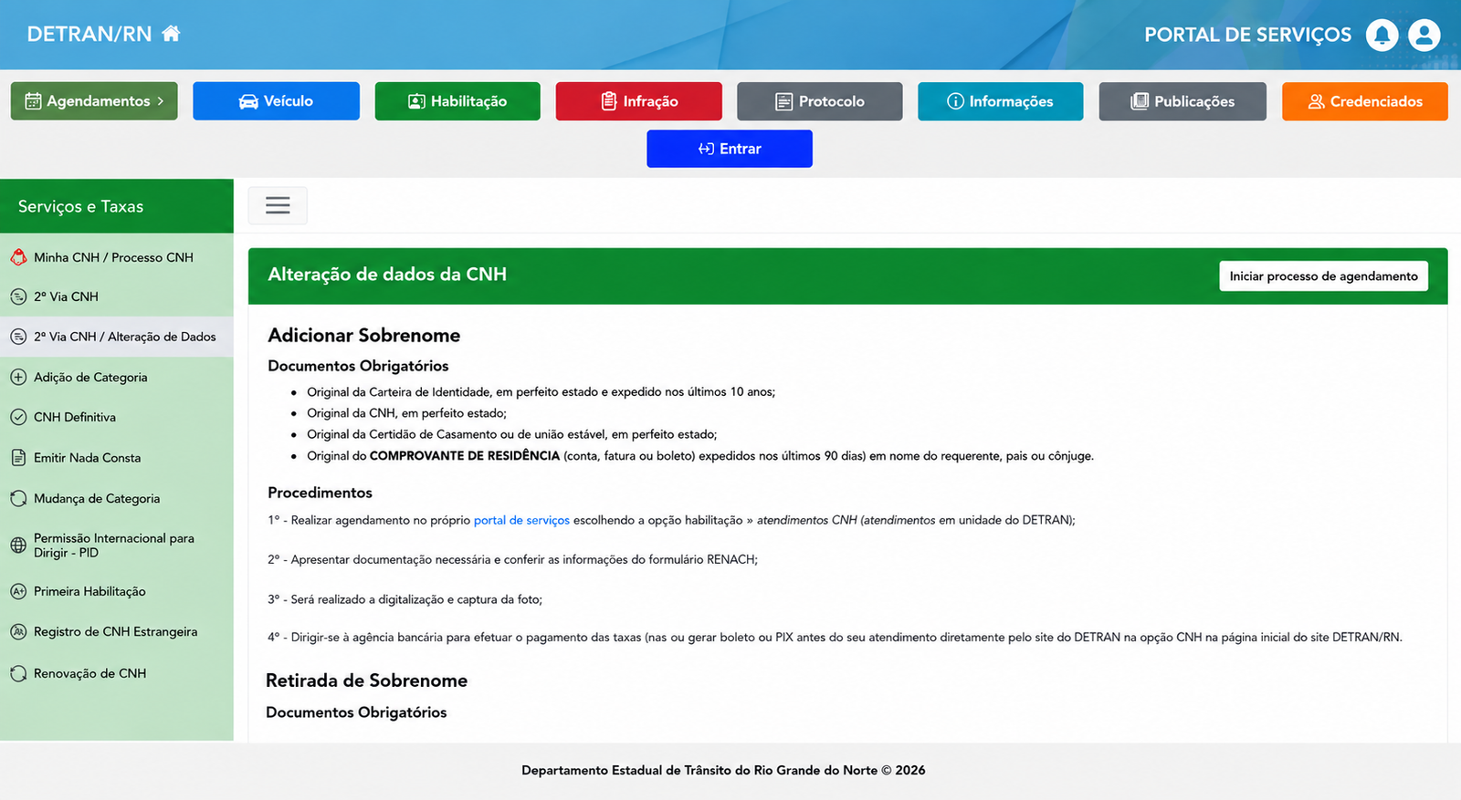 Detran/RN oferece serviço para alteração de dados da Carteira de Habilitação